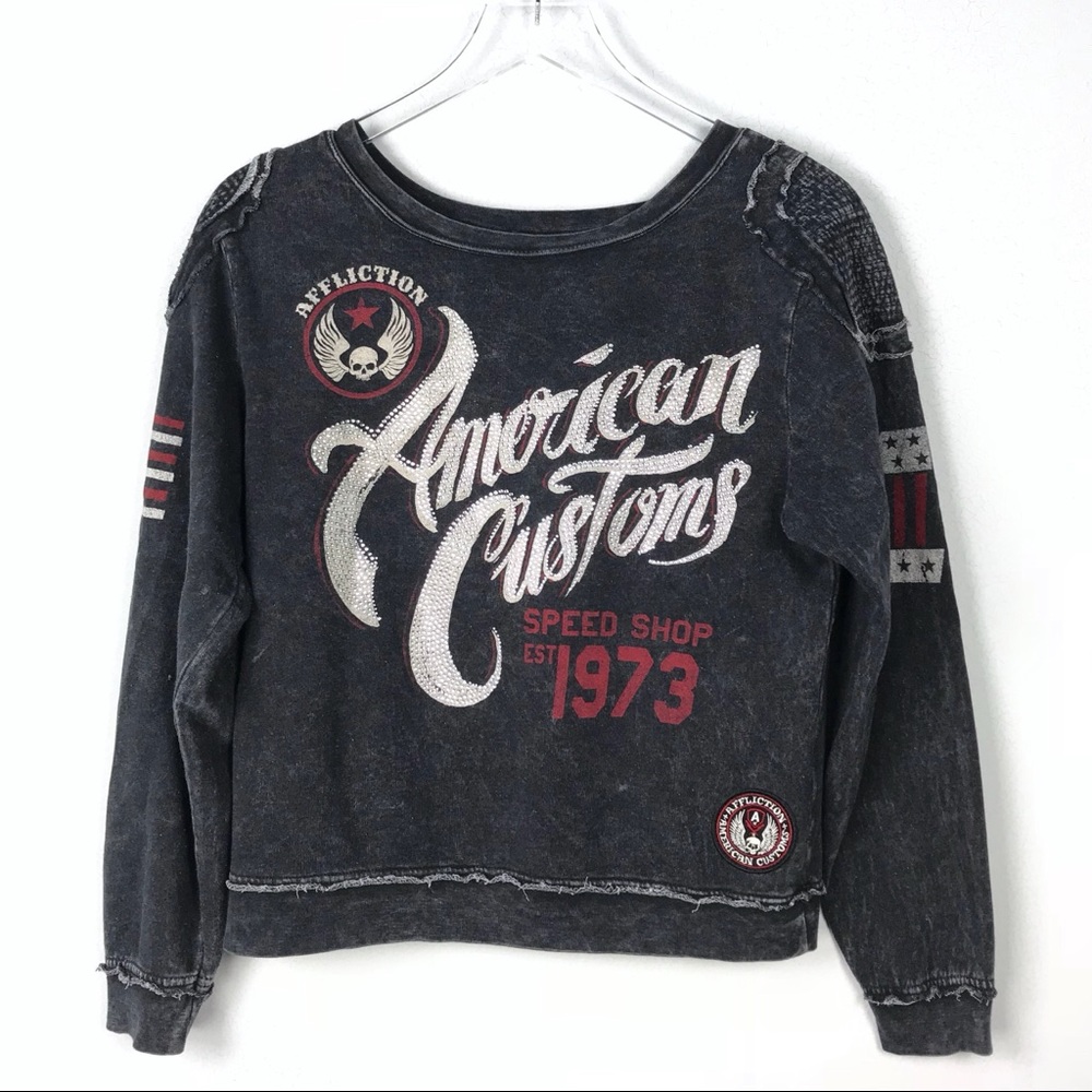 Sold🥀 Affliction Distressed Pullover Sweatshirt S